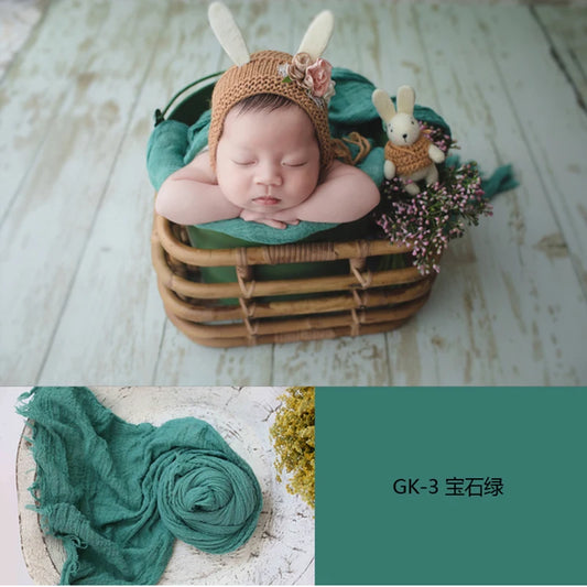 Cotton Gauze Newborn Photography Wrap, Stretchy Baby Portrait Prop in Two Sizes with Color Options for Studio Layers and Keepsake Photo Sessions