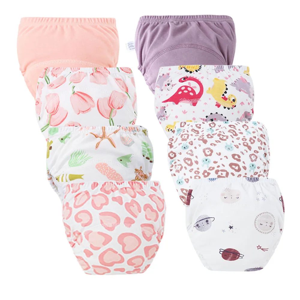 Washable Potty Training Pants Multipack, 4 or 8 Reusable Toddler Underwear Briefs with Printed Designs for Daytime Toilet Learning, Sizes S-XL