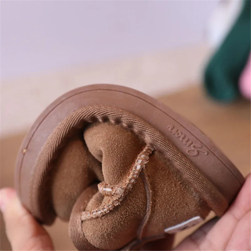 Toddler Plush Winter Booties with Contrast Stitching and Rear Pull Tabs, Camel, Black or Army Green Short Boots for Boys and Girls, Sizes 18-25