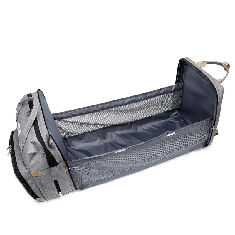 Diaper Bag Backpack with Fold-Out Changing Station, Large Capacity Baby Essentials Organizer with Bottle Pockets and Changing Mat for Parents