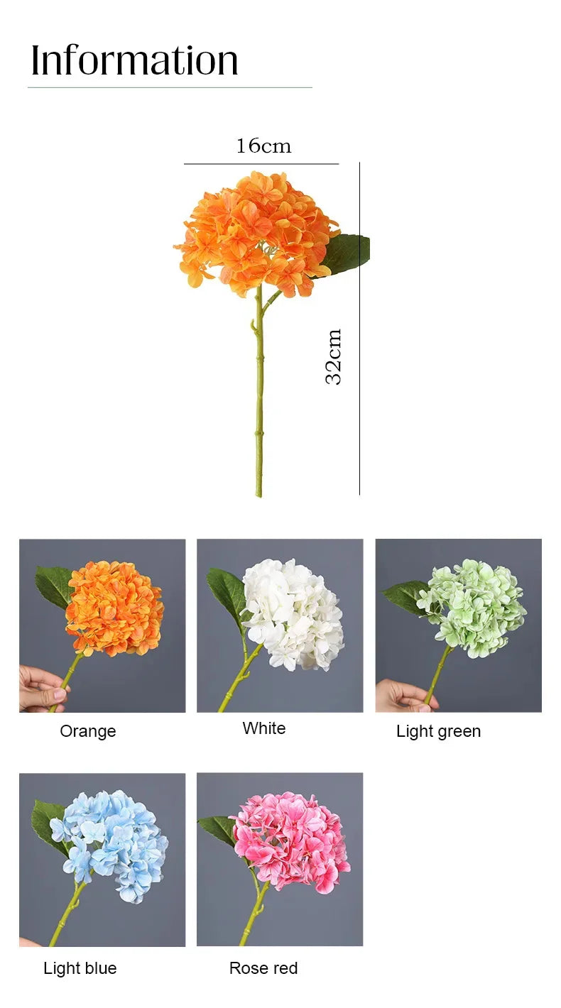 Real Touch Artificial Hydrangea Flowers, 10-Piece Latex Film Floral Set for Bridal Bouquets, Wedding Centerpieces and Home Decor