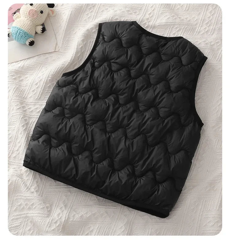 Quilted Toddler Vest with Snap-Front Closure, Solid Color Sleeveless Waistcoat for Boys and Girls in Sizes 2T–6T for Fall and Winter Layering