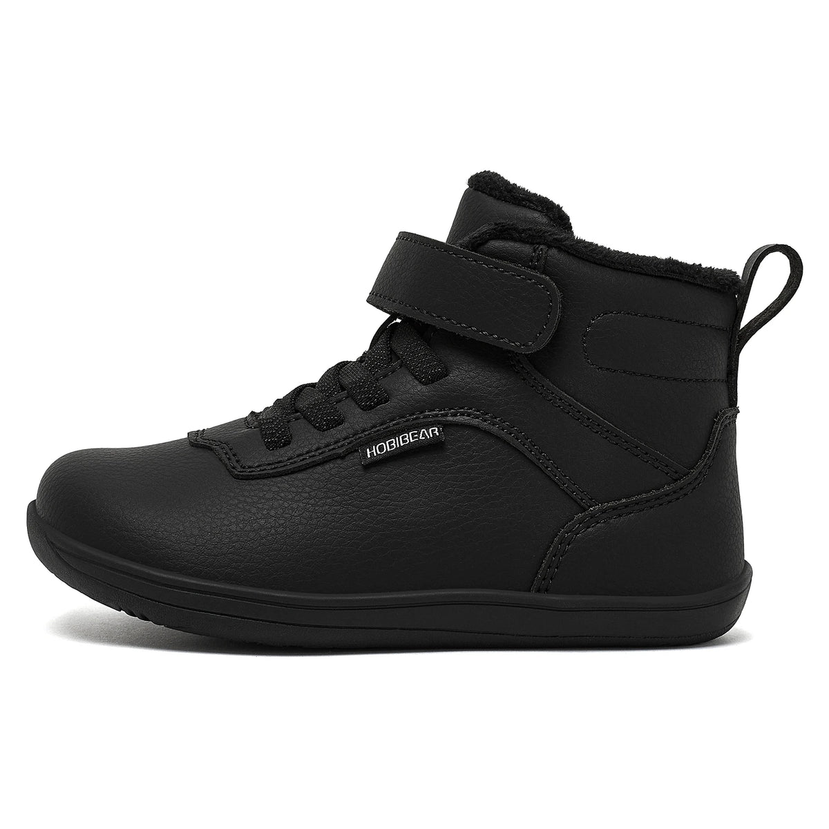Winter Barefoot High-Top Shoes for Kids by HOBIBEAR, Wide Toe Box, Faux Fur Lining, Zero-Drop Rubber Sole and Adjustable Hook-and-Loop Strap