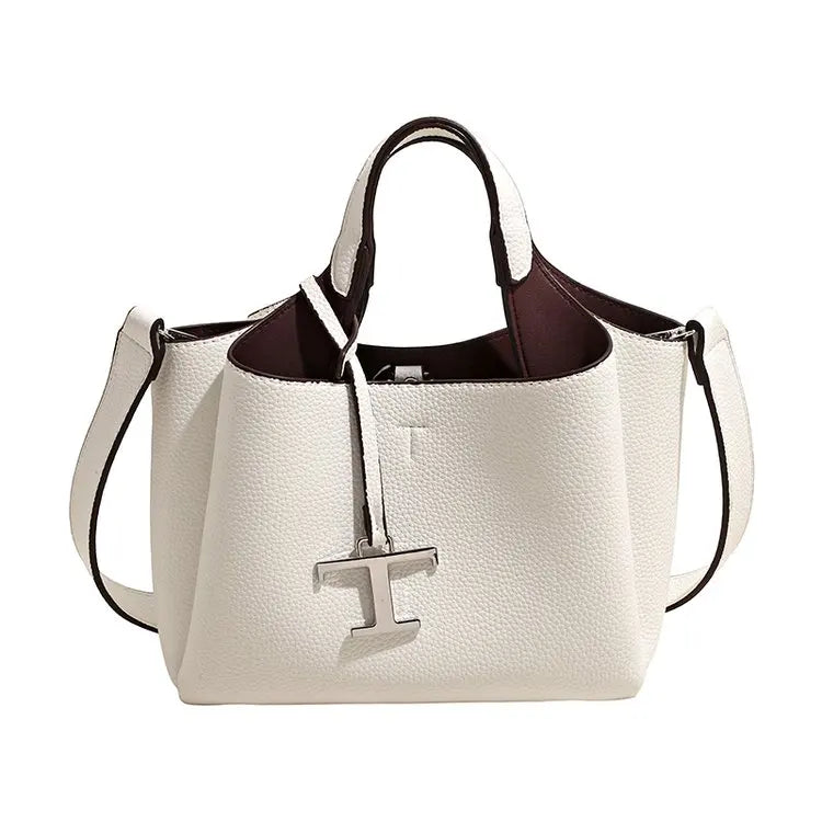 Diaper Tote Bag with Leather-Look Finish, Top Handles and Long Shoulder Strap, Vintage-Style Baby Essentials Handbag for Moms and Everyday Outings