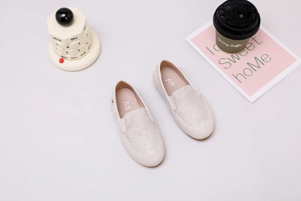 Children Dress Flats in Classic Loafer and T-Strap Styles, Beige Occasion Shoes for Boys and Girls, Weddings, Parties and Family Photos