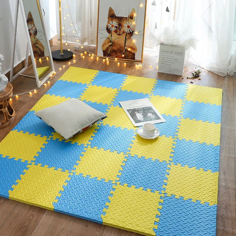 Baby Puzzle Play Mat with 30 cm Interlocking Foam Tiles, 1 cm Thick Textured Floor Padding in 8 or 16 Pieces for Supervised Indoor Play