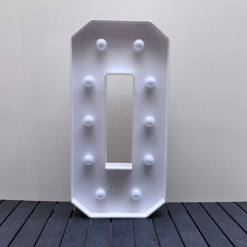 Light Up Marquee Numbers, 73 cm White KT Board Frames with Lights and Support Brackets for Birthday Backdrops and Anniversary Displays