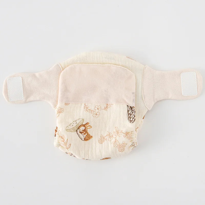 Baby Wrap Cloth Diaper with Adjustable Waist Tabs, Reusable Cotton Nappy in Animal and Rainbow Prints, Single-Piece Infant Changing Essential