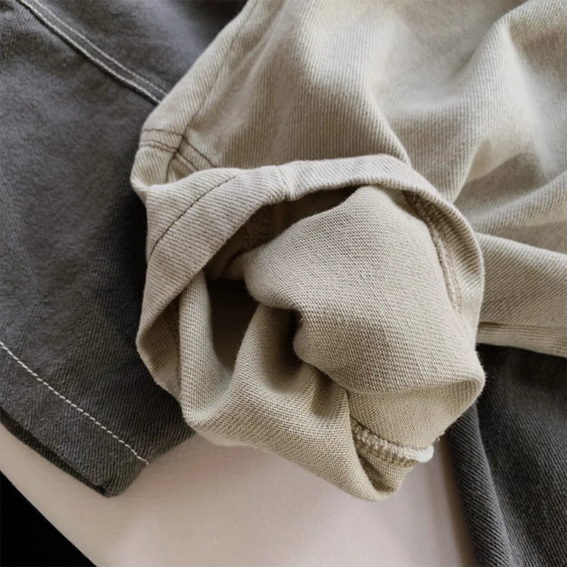 Toddler Wide Leg Pants with Elastic Waist and Stitched Patch Pockets, Apricot or Dark Gray Casual Harem Trousers for Boys and Girls, 12M–6T