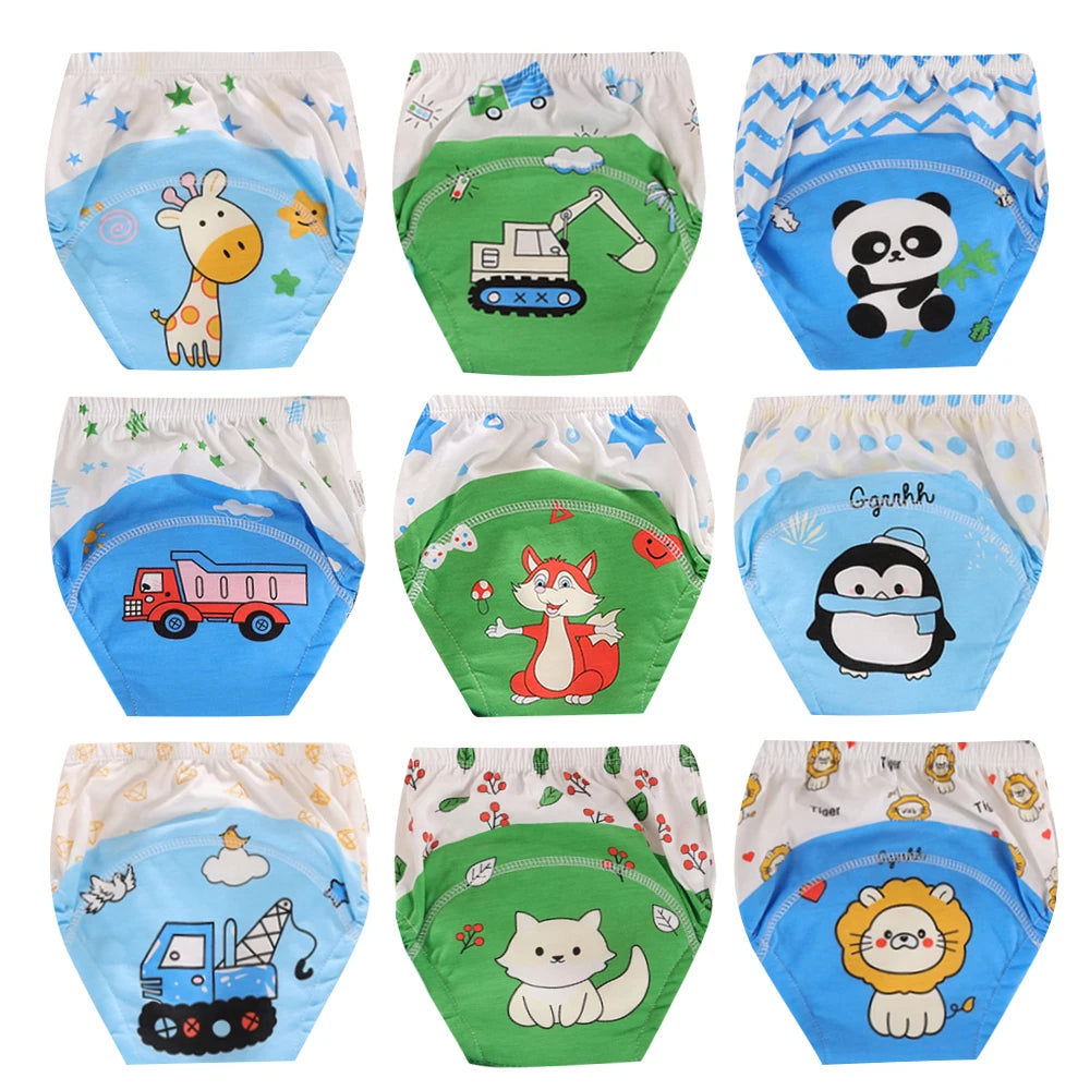 Washable Potty Training Pants Multipack, 4 or 8 Reusable Toddler Underwear Briefs with Printed Designs for Daytime Toilet Learning, Sizes S-XL