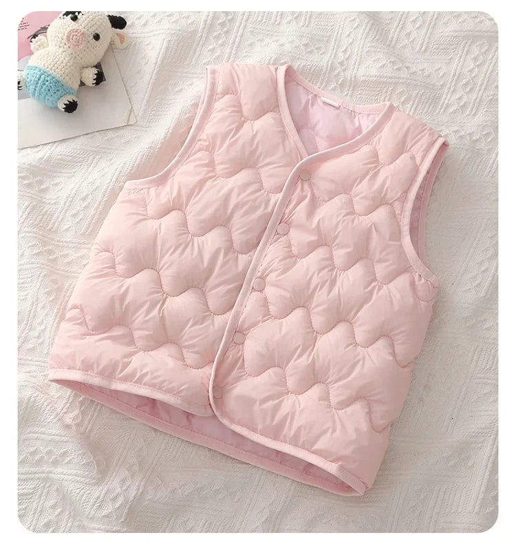 Quilted Toddler Vest with Snap-Front Closure, Solid Color Sleeveless Waistcoat for Boys and Girls in Sizes 2T–6T for Fall and Winter Layering