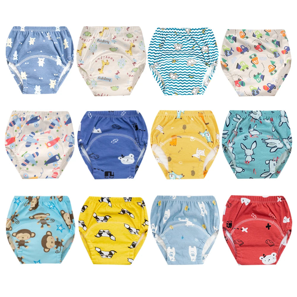 Washable Potty Training Pants Multipack, 4 or 8 Reusable Toddler Underwear Briefs with Printed Designs for Daytime Toilet Learning, Sizes S-XL