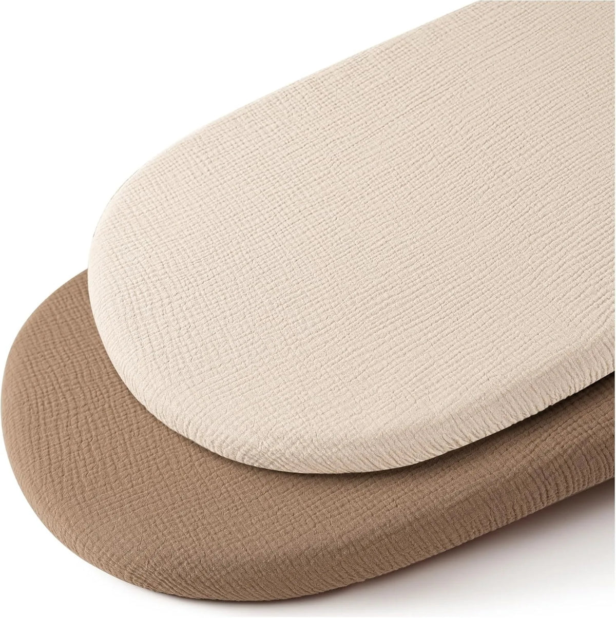 Cotton Bassinet Mattress Covers 2-Pack, Removable Washable Cradle Fitted Sheets with Textured Fabric for Compatible Nursery Mattresses