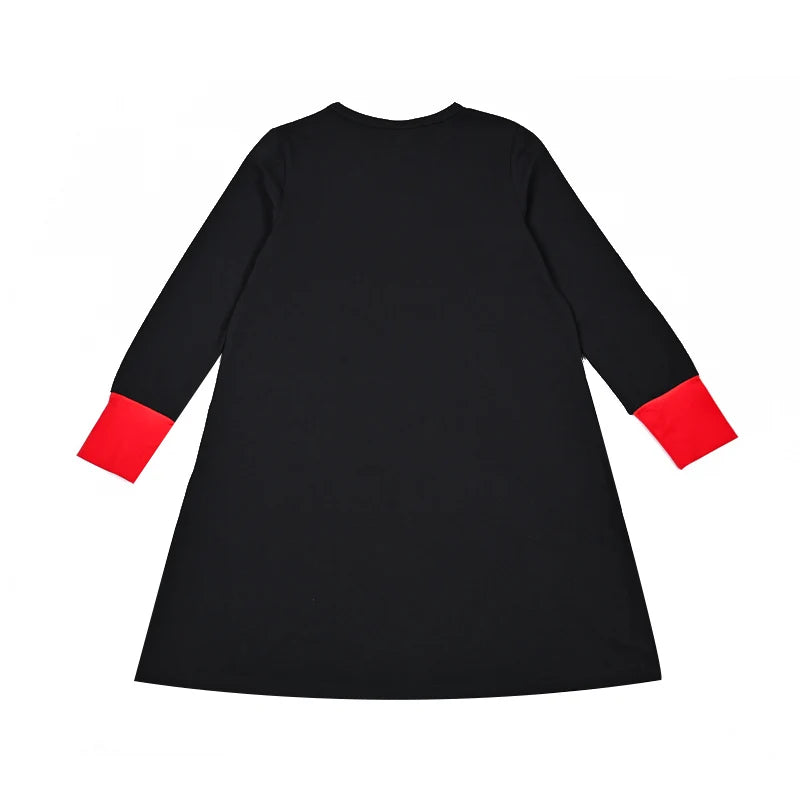 Kids Matching Pajamas with Red Cuffs and White Character Graphics, Black Sibling Outfit Styles with Two-Piece Sets, Nightgown and Footie Options