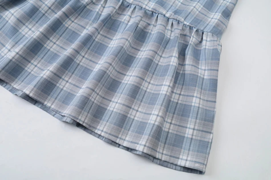 Blue Plaid Girls Maxi Dress and Tie-Front Knit Cardigan Options, Sleeveless Ruffle-Hem Dress or Cropped Long-Sleeve Layer for Teens