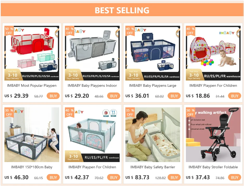 Baby Playpen with Pull Rings by IMBABY, Light Gray Mesh Activity Fence with Zippered Door and Multiple Size Options for Supervised Play