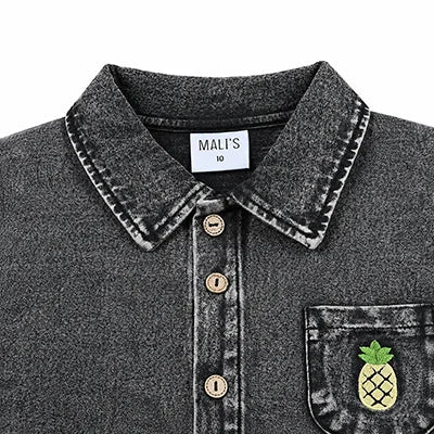 Black Denim Family Matching Outfits with Embroidered Details, Girls Dresses and Skirts, Boys Shirts and Baby Sets for Sibling Photos