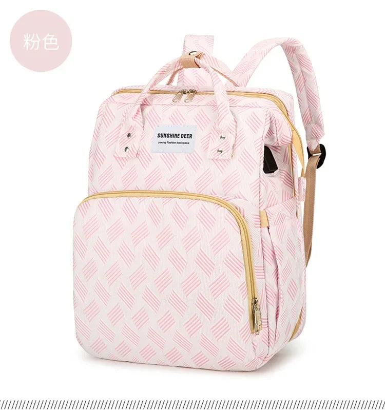 Convertible Diaper Bag Backpack with Fold-Out Changing Area and Stroller Hooks, 30 x 20 x 40 cm Baby Essentials Organizer for Parents