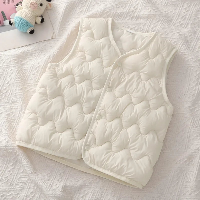 Quilted Toddler Vest with Snap-Front Closure, Solid Color Sleeveless Waistcoat for Boys and Girls in Sizes 2T–6T for Fall and Winter Layering