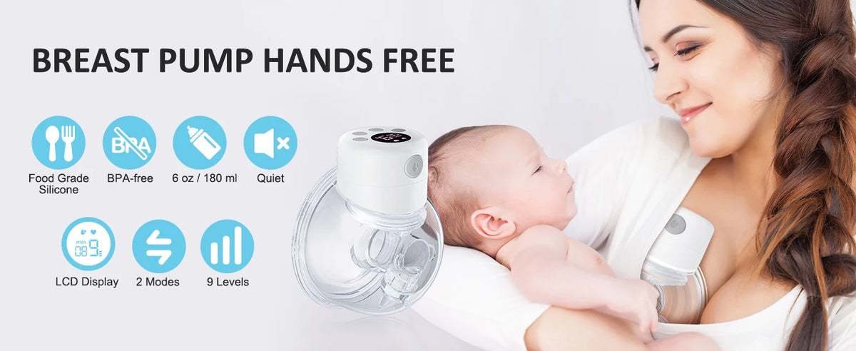Hands-Free Electric Breast Pump, BornBL S12 Single or Double Portable Milk Expression Design with 24 mm or 27 mm Options for Nursing Moms