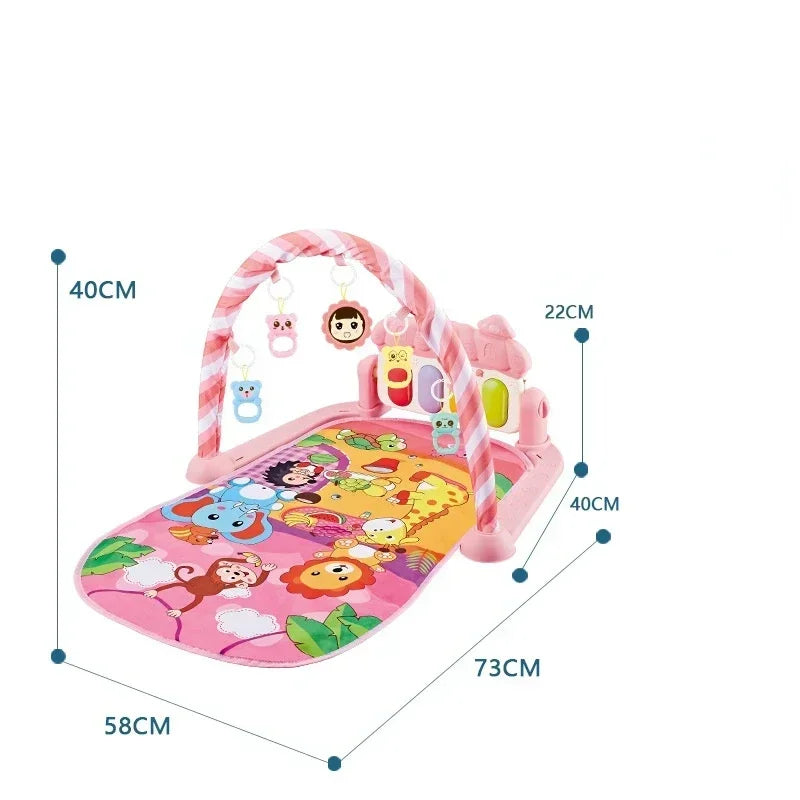 Baby Kick Piano Play Mat with Hanging Animal Toys and Illustrated Activity Surface, Multiple Model Designs for Supervised Tummy Time and Reaching