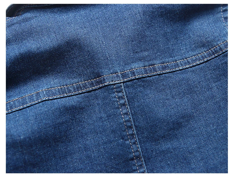 Collared Baby Denim Romper by IENENS with Chest Pockets and Snap Fastenings, Blue Long Sleeve One-Piece Outfit for Boys and Girls in 0-18M Sizes