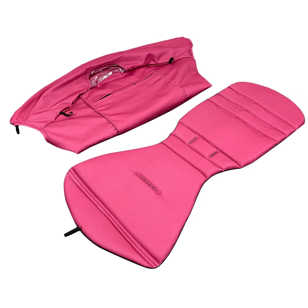 Stroller Canopy Cover and Padded Seat Set Compatible with Babyzen YOYO and YOYO2, 600D Replacement Fabric with Rear Zipper Pocket and Color Options