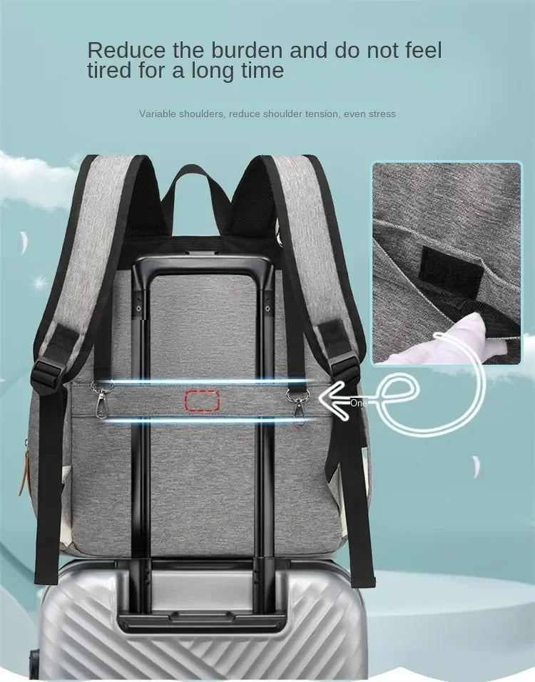 Flap-Top Diaper Backpack with Front Storage Pockets, Two Stroller Hooks and 53 x 34 cm Changing Mat for Baby Essentials and Everyday Parent Outings