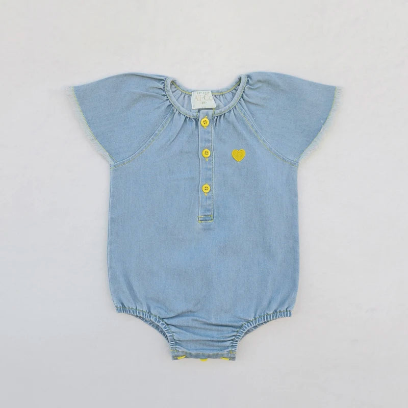 Light Blue Denim Sibling Outfits, Cotton Boys Shirts and Shorts, Girls Dresses and Skirts, Baby Rompers and Overalls for Matching Family Looks