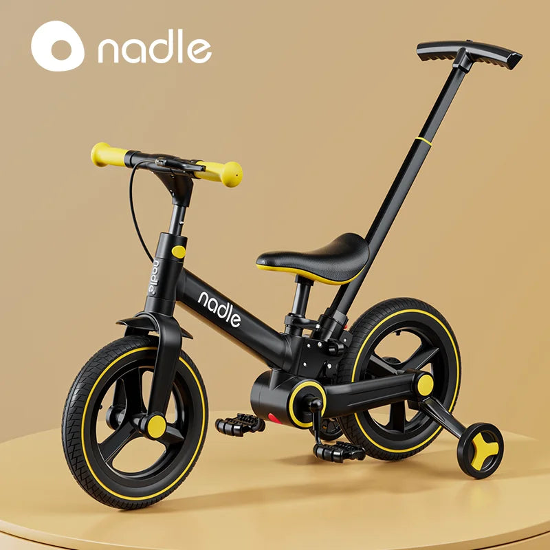 Toddler Balance Bike 4-in-1 with Training Wheels and Parent Push Handle, Lightweight Foldable Kids Bicycle for Boys and Girls Ages 2ā6