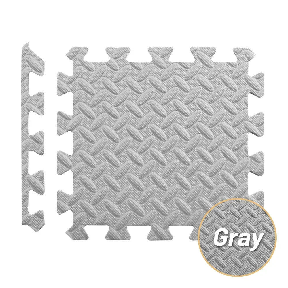 Foam Gym Flooring Tiles with Interlocking Puzzle Edges, Textured EVA 30 cm Floor Mats for Home Workouts and Supervised Playroom Activities
