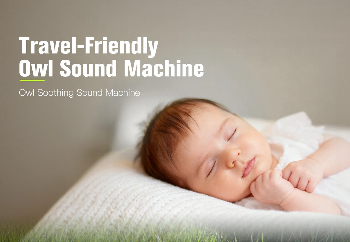 Owl Baby Sound Machine with Cry Sensor, 30 Soothing Sounds, Breathing Night Light and 30/60/90-Minute Timer, USB-C Rechargeable for Nursery & Travel