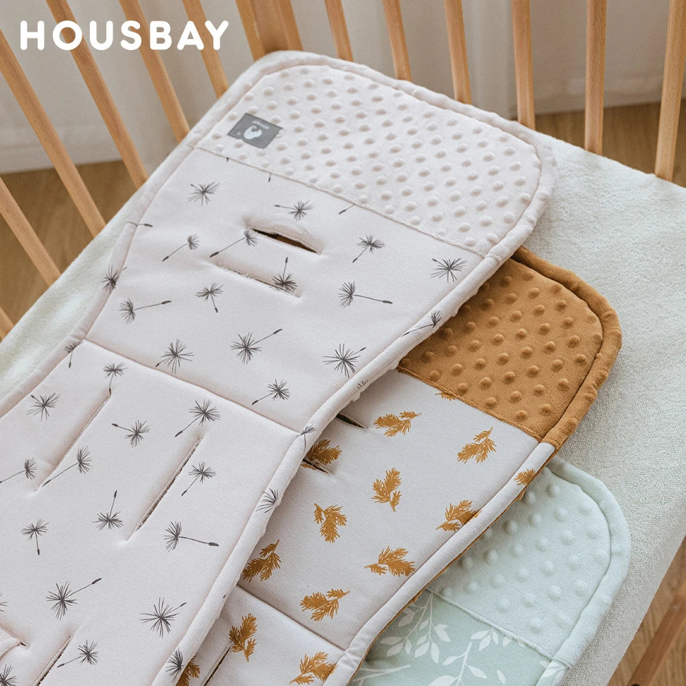 Stroller Liner and Harness Cover Set, Soft Printed Seat Cushion with Matching Strap Pads and Textured Panels in Five Decorative Print Options