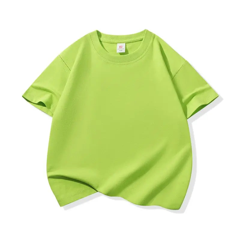 Kids Solid Color Cotton T-Shirt, 180gsm Short Sleeve Crewneck Basic Tee for Boys and Girls in 18 Colors for Summer and Everyday Casual Outfits