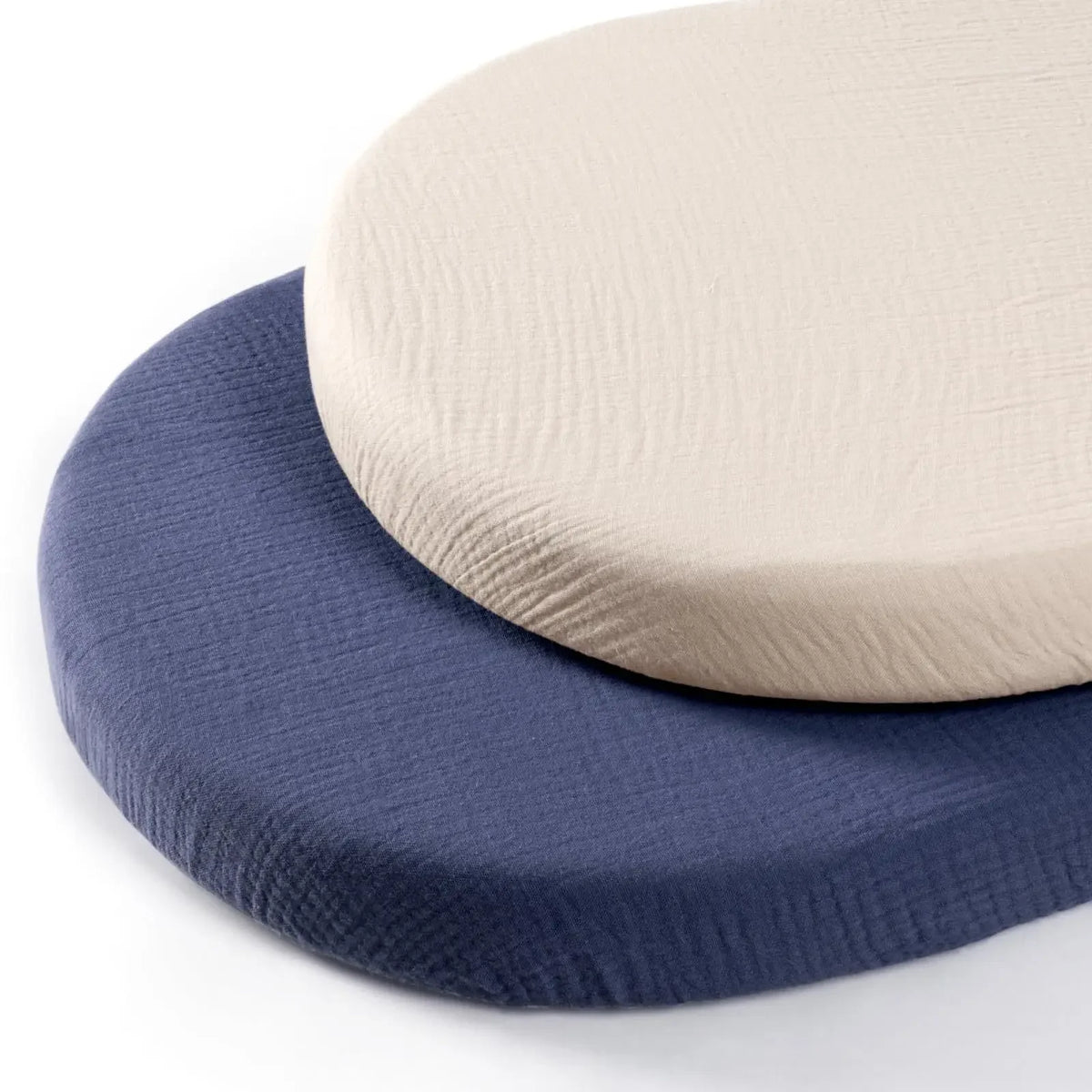 Cotton Bassinet Mattress Covers 2-Pack, Removable Washable Cradle Fitted Sheets with Textured Fabric for Compatible Nursery Mattresses