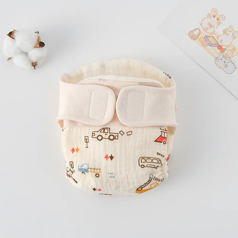Baby Wrap Cloth Diaper with Adjustable Waist Tabs, Reusable Cotton Nappy in Animal and Rainbow Prints, Single-Piece Infant Changing Essential