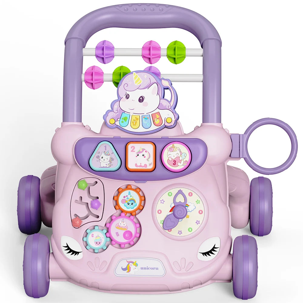 Musical Toddler Push Walker with Animal Activity Panel, Wheeled Handle Toy for Ages 18 Months and Up in Rabbit, Lion, Unicorn, Frog and Spider Styles