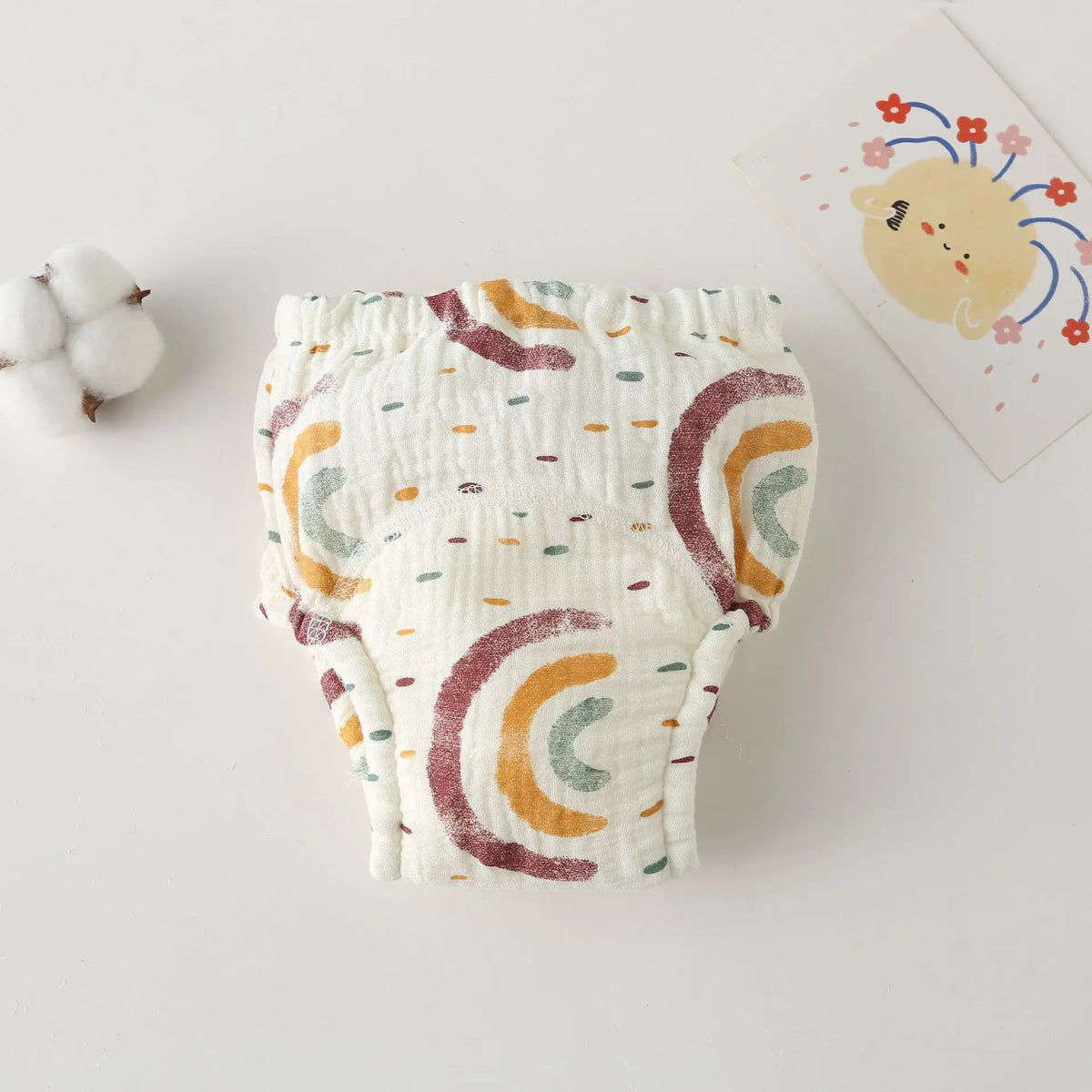Printed Cotton Potty Training Pants, Single Reusable Learning Underwear with Pull-On Waist for Babies and Toddlers in Sizes 80–110