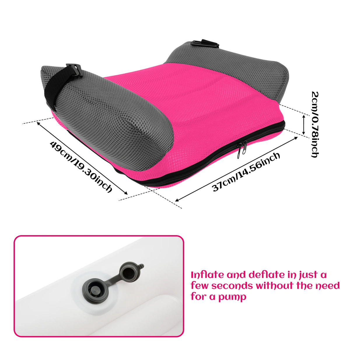 Portable Inflatable Kids Chair Cushion with PVC and Mesh Construction, Black Red or Blue Travel Seat Pad for Supervised Non-Vehicle Seating