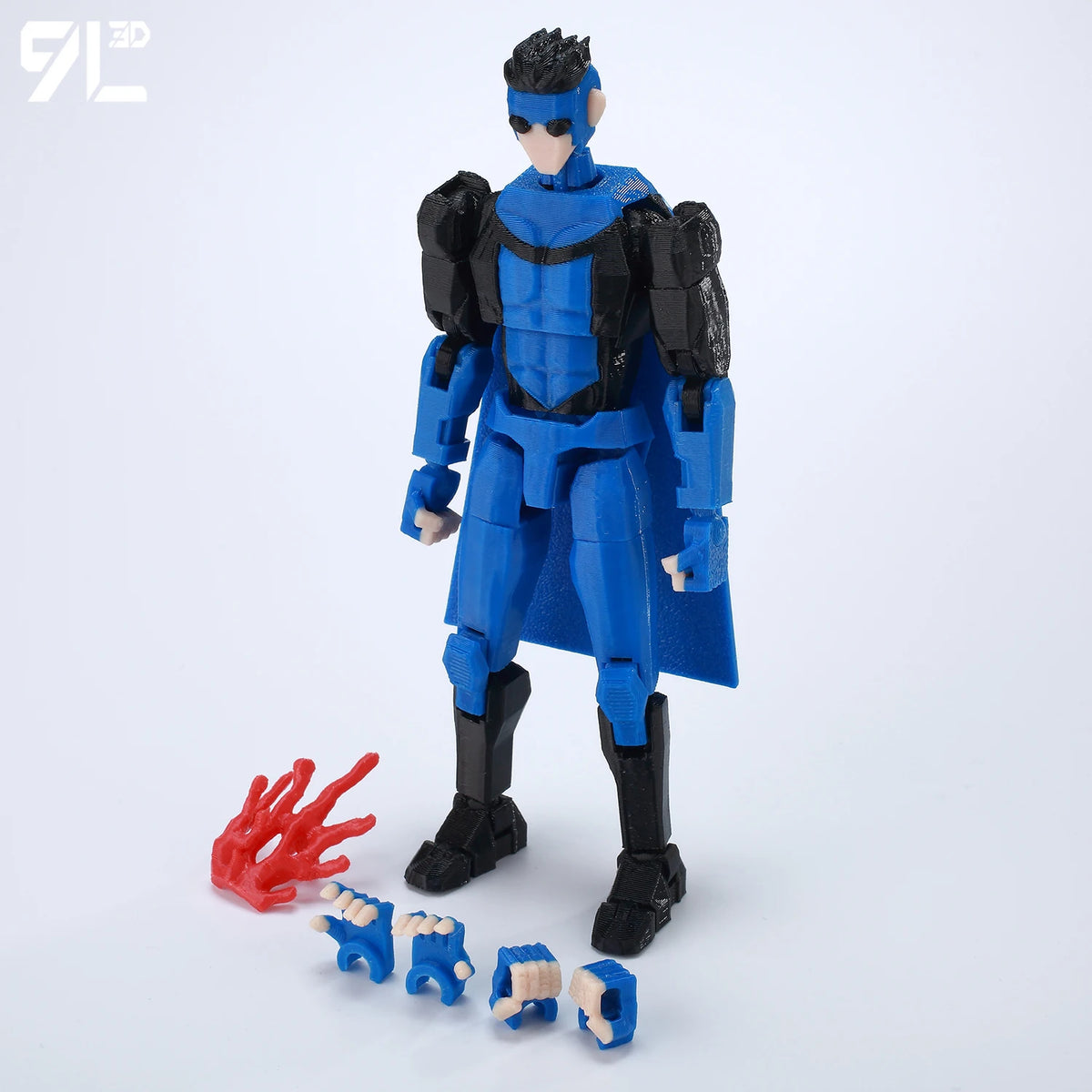 Articulated Superhero Action Figure, 3D Printed PETG Collectible with 30+ Poseable Joints, Interchangeable Parts and Accessories for Display
