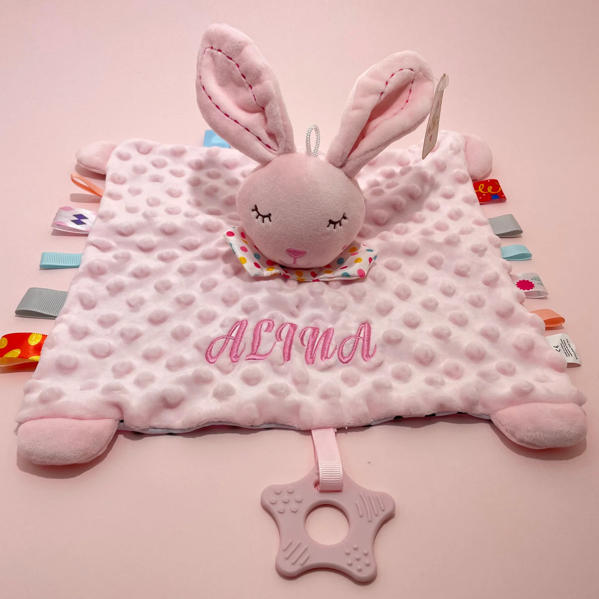 Embroidered Name Baby Blanket and Animal Comforter Options, Personalized Minky Bubble-Texture Keepsake with Single-Item and Two-Piece Gift Choices