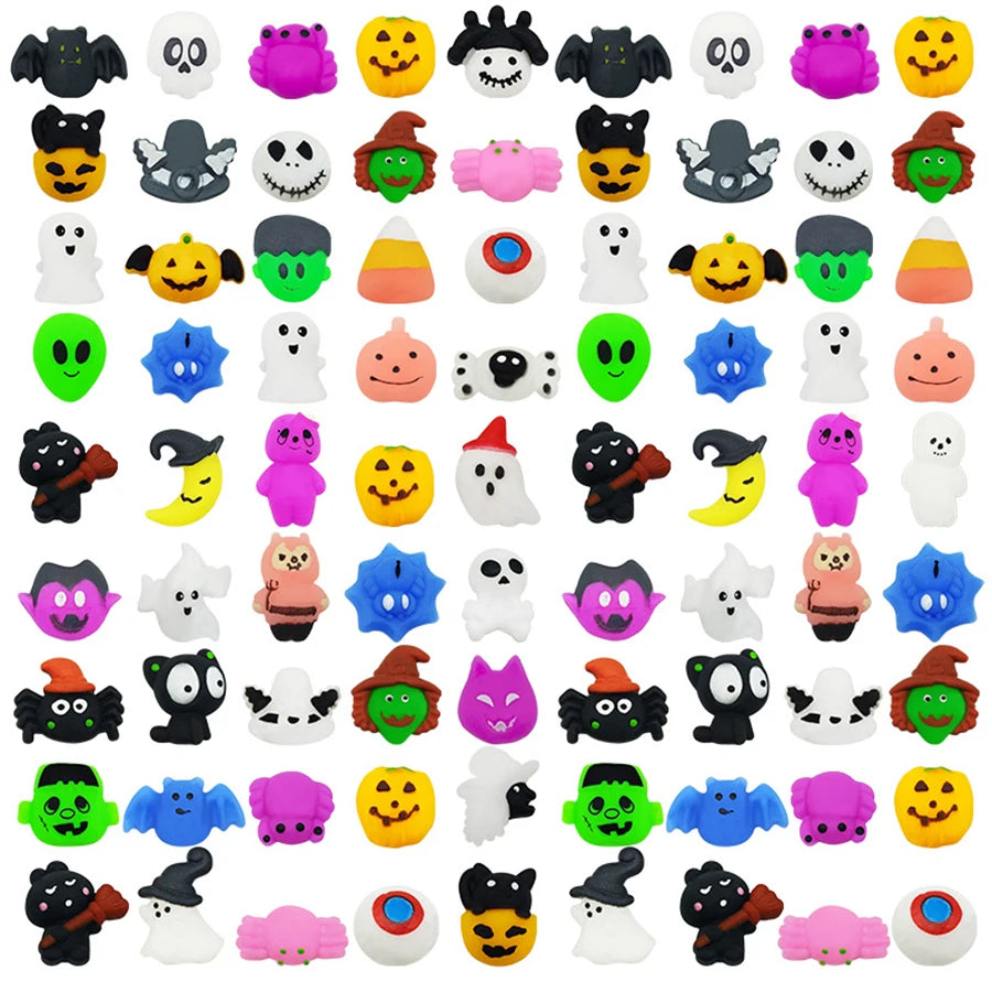 Halloween Mochi Squishy Toys, Random Assorted Squeeze Fidget Packs of 12, 24 or 36 for Party Favors, Goodie Bags and Seasonal Gift Giving