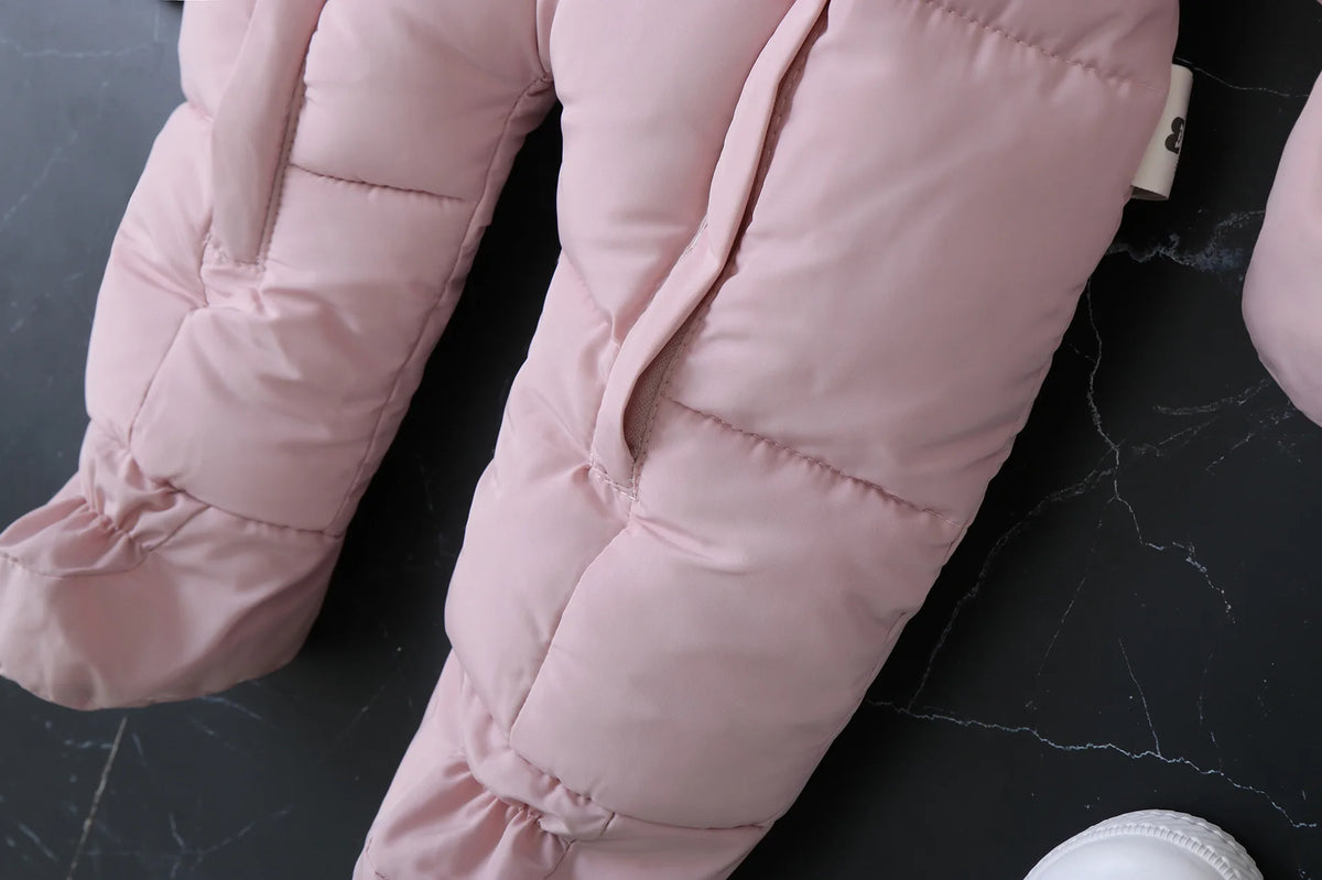 Infant Winter Snowsuit with Hood, Double Front Zippers and Quilted Design, Fleece-Lined Baby One-Piece for Boys and Girls, 3-24 Months