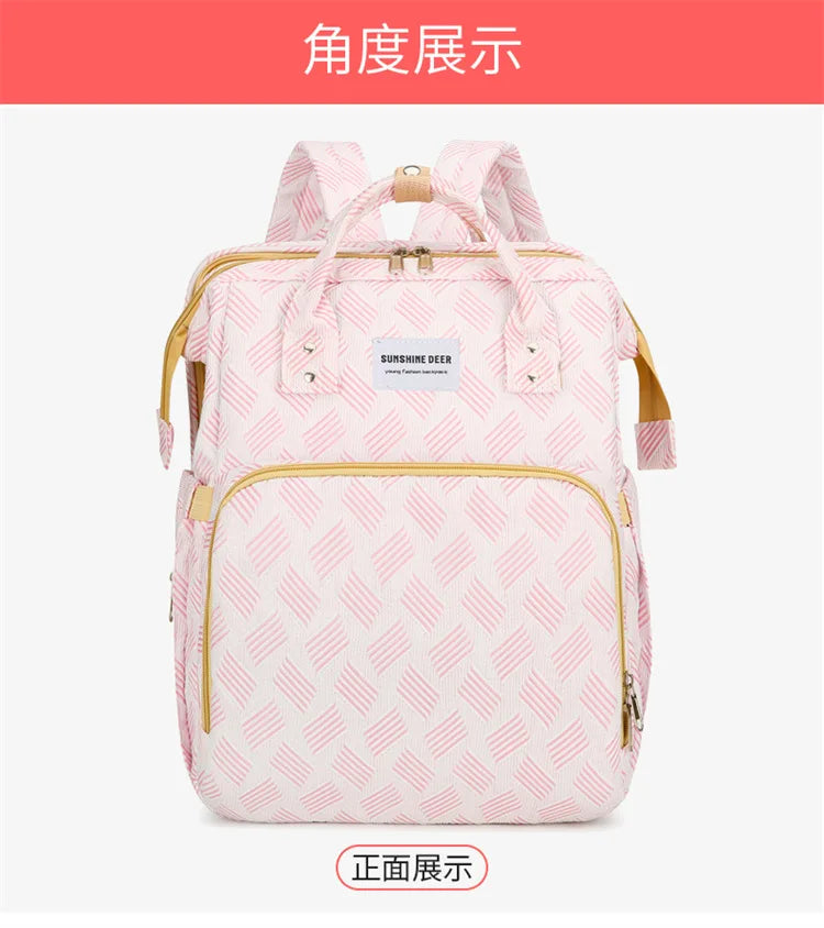Convertible Diaper Bag Backpack with Fold-Out Changing Area and Stroller Hooks, 30 x 20 x 40 cm Baby Essentials Organizer for Parents