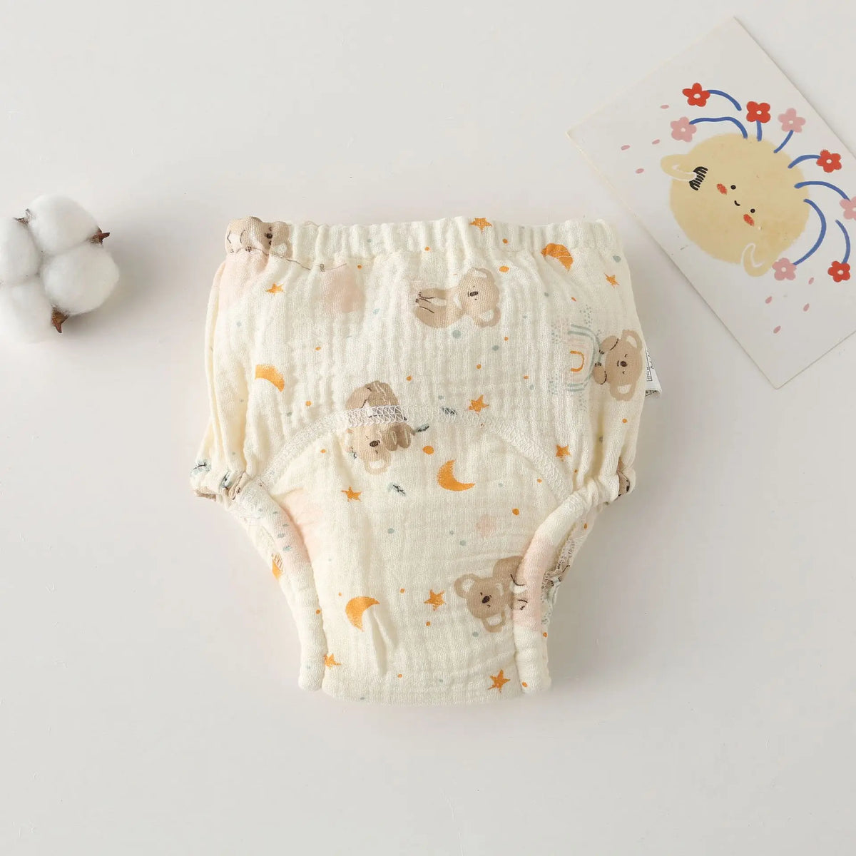 Printed Cotton Potty Training Pants, Single Reusable Learning Underwear with Pull-On Waist for Babies and Toddlers in Sizes 80–110