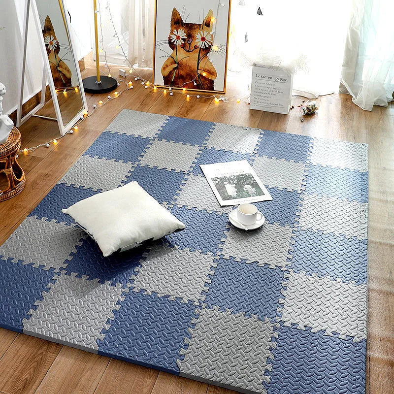 Baby Puzzle Play Mat with 30 cm Interlocking Foam Tiles, 1 cm Thick Textured Floor Padding in 8 or 16 Pieces for Supervised Indoor Play