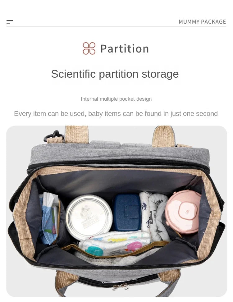 Diaper Bag Backpack with Fold-Out Changing Station, Large Capacity Baby Essentials Organizer with Bottle Pockets and Changing Mat for Parents