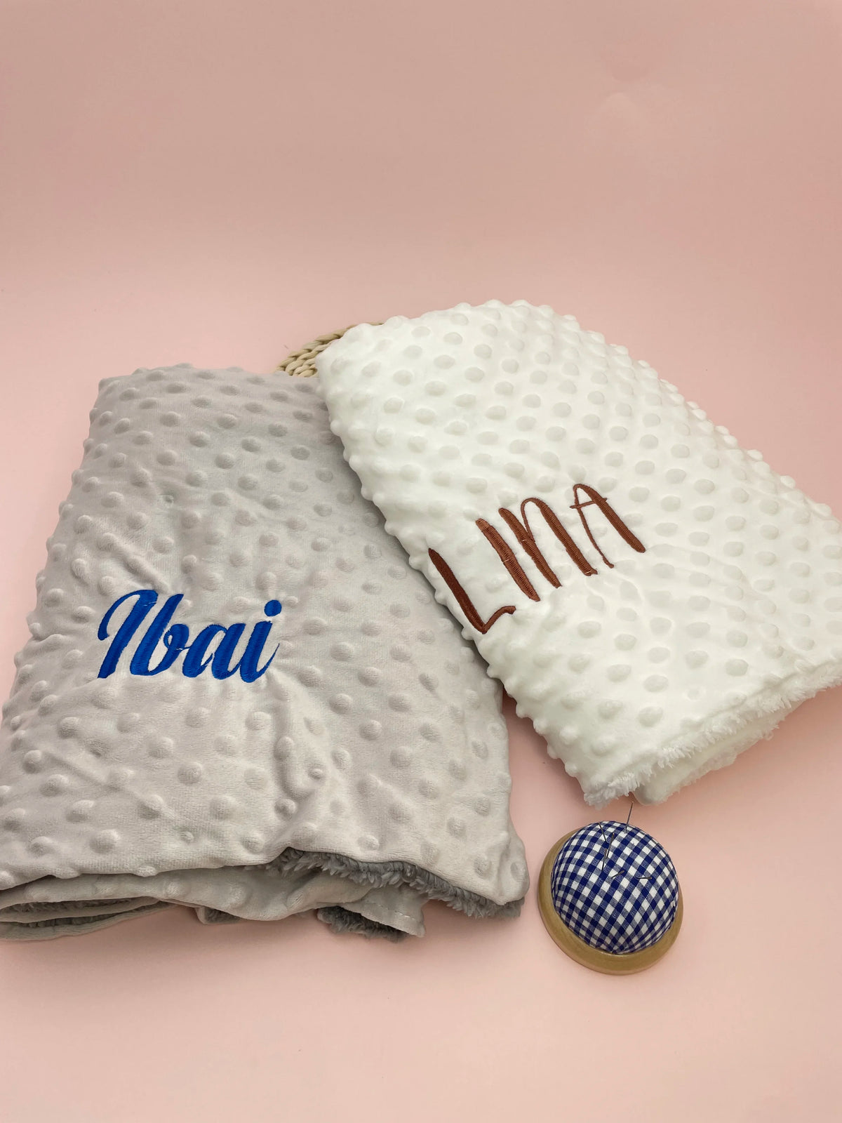 Embroidered Name Baby Blanket and Animal Comforter Options, Personalized Minky Bubble-Texture Keepsake with Single-Item and Two-Piece Gift Choices