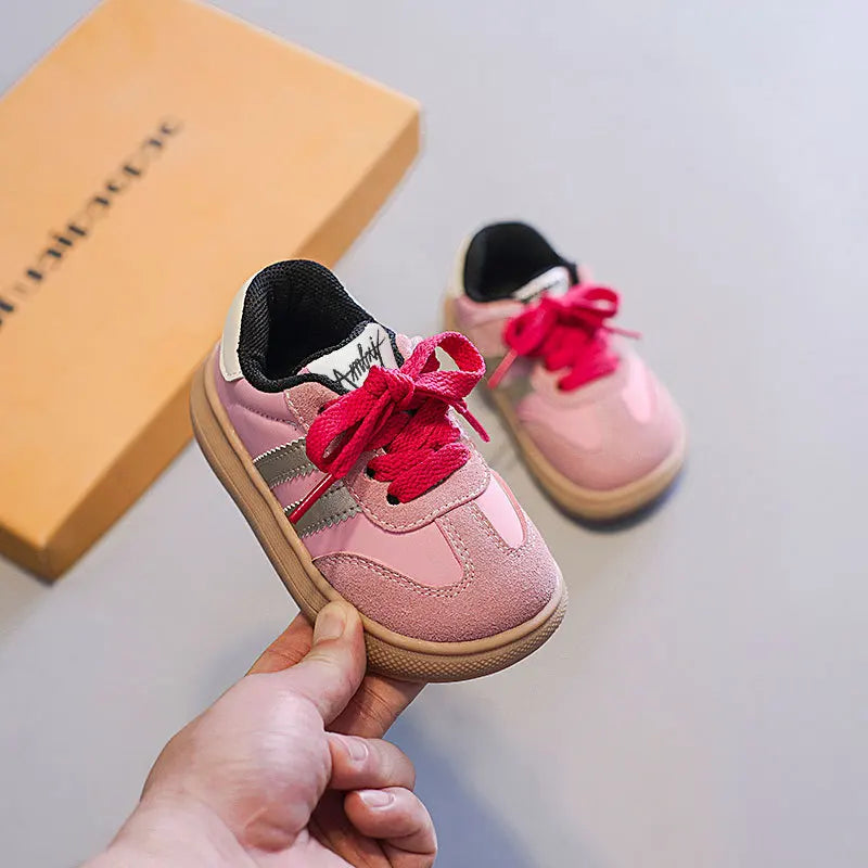 Kids' German Trainer Sneakers with Soft Soles, Anti-Slip Low-Top Casual Shoes for Boys and Girls, Spring and Fall Everyday Wear