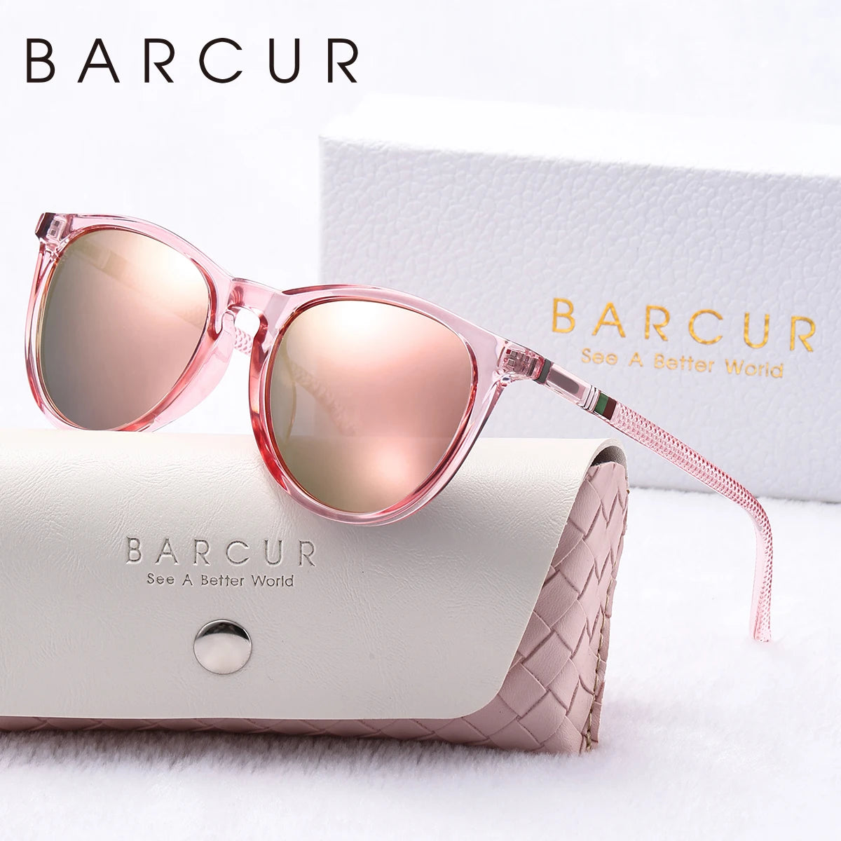 Women's Round Polarized Sunglasses by BARCUR, Lightweight PC Frame with Retro-Inspired Style and Eight Color Options for Travel and Everyday Outings